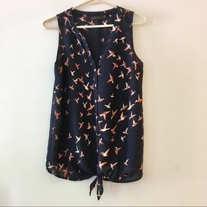 The Limited Sleeveless Blouse Navy Blue Birds